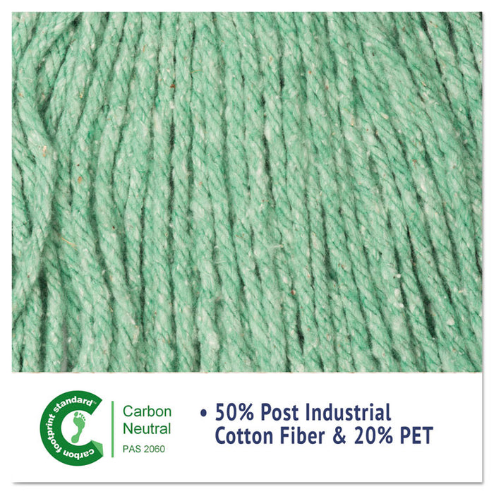 Super Loop Wet Mop Head, Cotton/Synthetic Fiber, 5" Headband, Medium Size, Green, 12/Carton