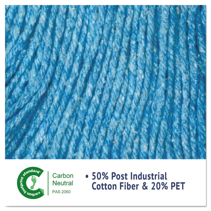 Super Loop Wet Mop Head, Cotton/Synthetic Fiber, 5" Headband, Large Size, Blue, 12/Carton