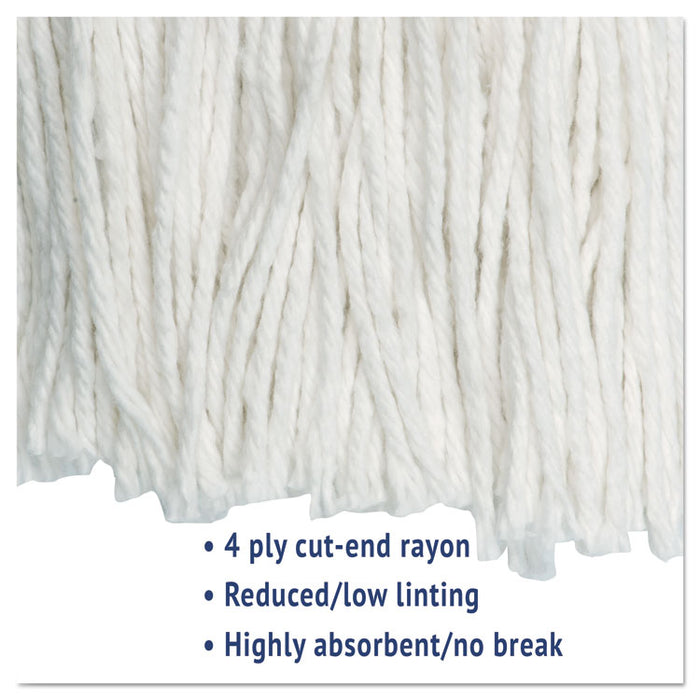 Cut-End Wet Mop Head, Rayon, #20, White, 12/Carton