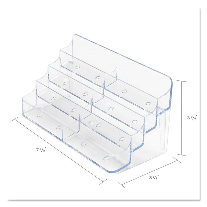 8-Pocket Business Card Holder, Holds 400 Cards, 7.78 x 3.5 x 3.38, Plastic, Clear