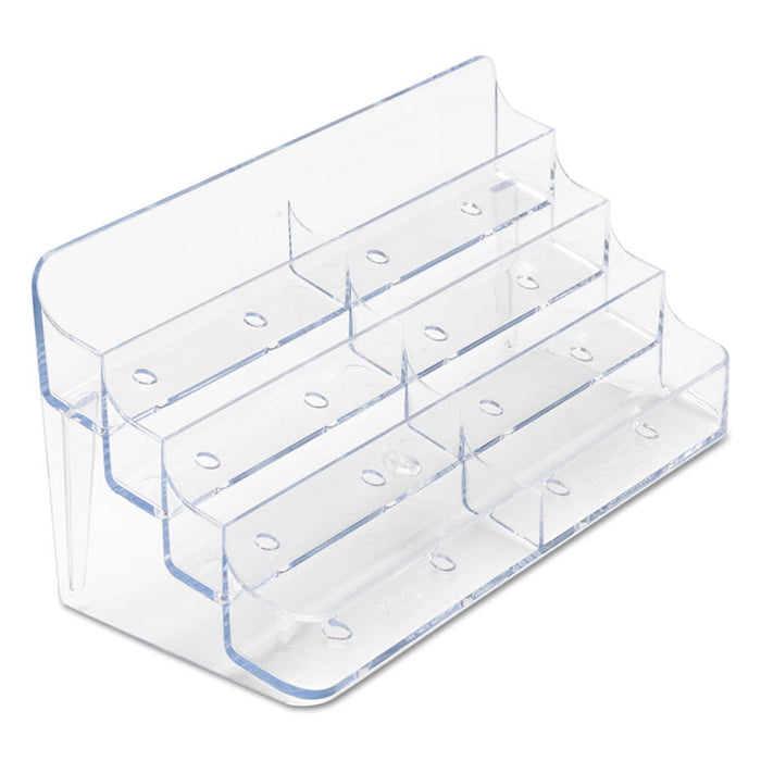8-Pocket Business Card Holder, Holds 400 Cards, 7.78 x 3.5 x 3.38, Plastic, Clear
