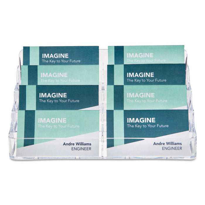 8-Pocket Business Card Holder, Holds 400 Cards, 7.78 x 3.5 x 3.38, Plastic, Clear