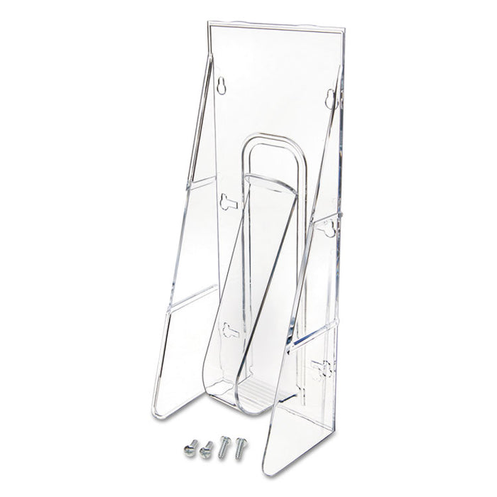 Stand-Tall Wall-Mount Literature Rack, Leaflet, 4.56w x 3.25d x 11.88h, Clear