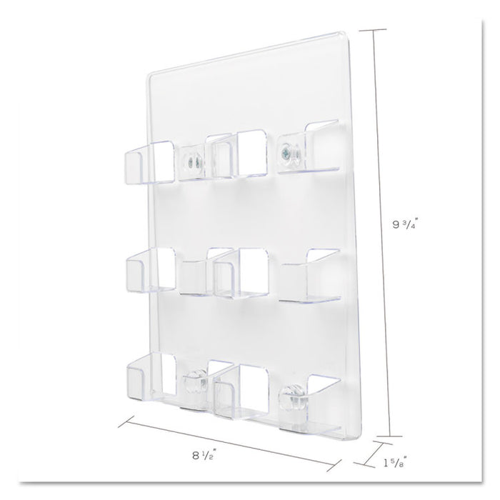 6-Pocket Business Card Holder, Holds 480 Cards, 8.5 x 1.63 x 9.75, Plastic, Clear