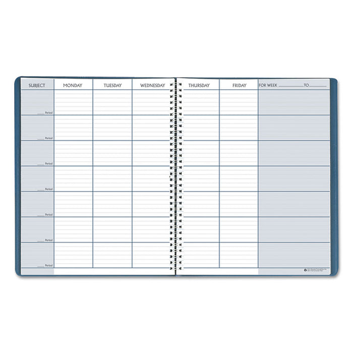 Recycled Teacher's Planner, Weekly, 7 Classes, Blue Cover, 11 x 8.5 Sheets, 45-Week Span
