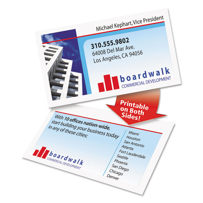 Clean Edge Business Cards, Laser, 2 x 3.5, White, 10 Cards/Sheet, 40 Sheets/Box