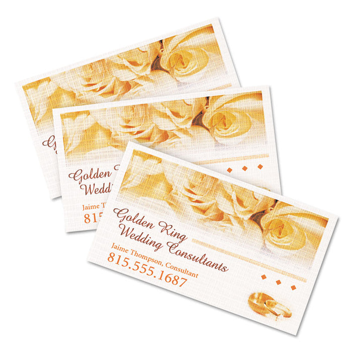 True Print Premium Clean Edge Business Cards with Linen Texture, Inkjet, 2 x 3.5, White, 10 Cards/Sheet, 20 Sheets/Pack