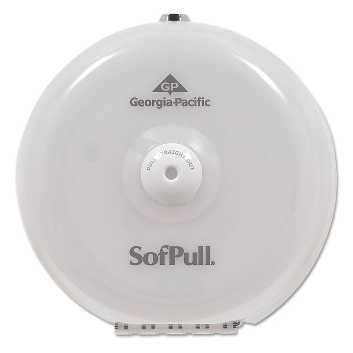 SofPull Mini Center-Pull Single-Roll Bath Tissue Dispenser, 8.75 x 7 x 9, White