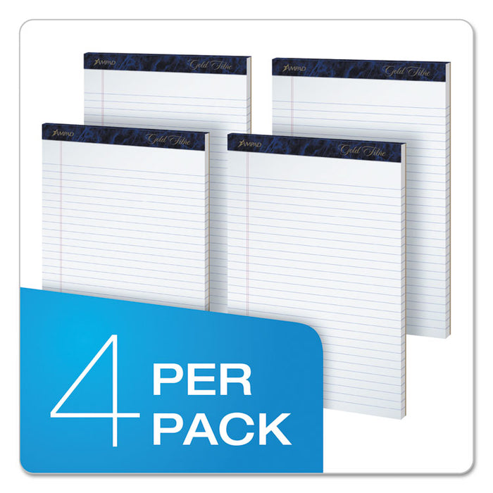 Gold Fibre Writing Pads, Wide/Legal Rule, (50) White 8.5 x 11 Sheets, 4/Pack