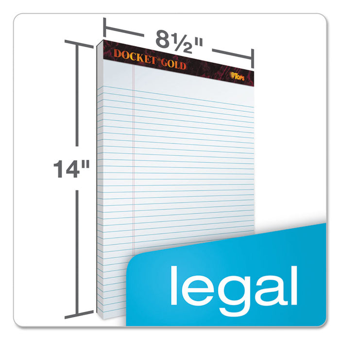 Docket Gold Ruled Perforated Pads, Wide/Legal Rule, (50) White 8.5 x 14 Sheets, 12/Pack