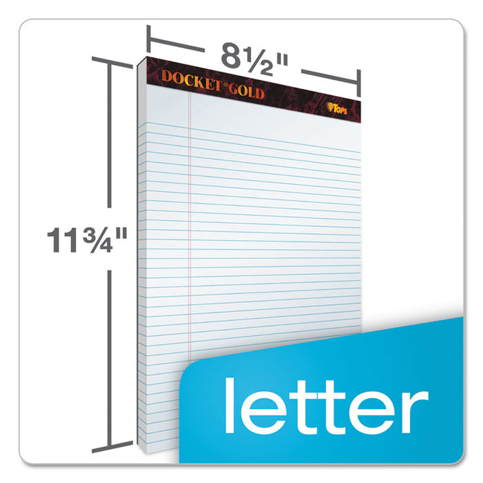 Docket Gold Ruled Perforated Pads, Wide/Legal Rule, (50) White 8.5 x 11 Sheets, 12/Pack