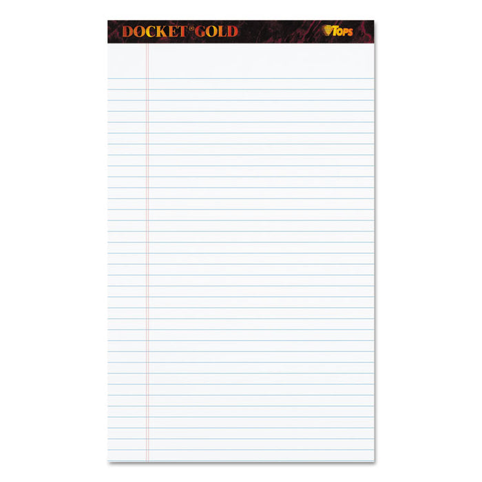 Docket Gold Ruled Perforated Pads, Wide/Legal Rule, (50) White 8.5 x 14 Sheets, 12/Pack