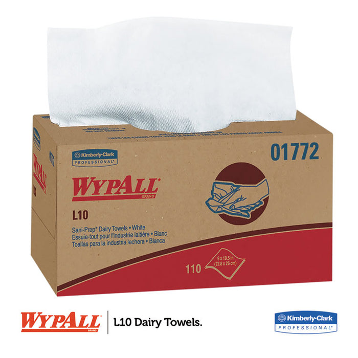 L10 SANI-PREP Dairy Towels, POP-UP Box, 1-Ply,  9 x 10.5, White, 110/Pack, 18 Packs/Carton