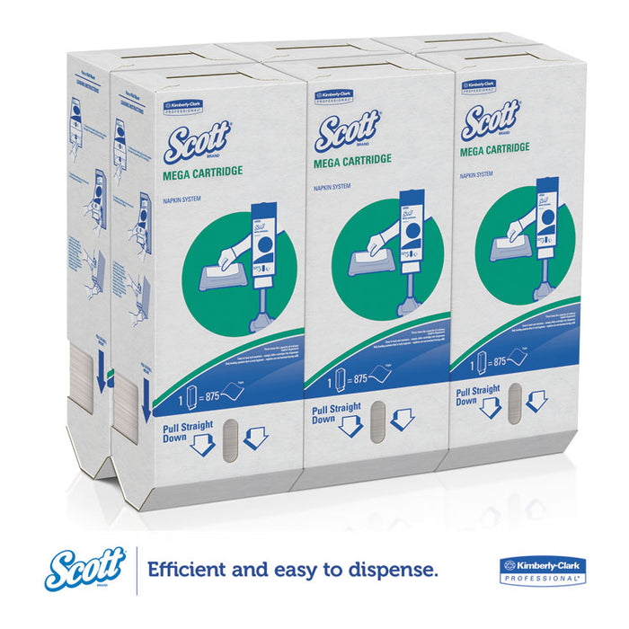 MegaCartridge Napkins, 1-Ply, 8.4 x 6.5, White, 875/Pack, 6 Packs/Carton