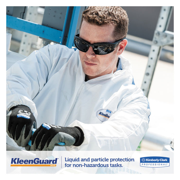 A35 Liquid and Particle Protection Coveralls, Zipper Front, Hooded, Elastic Wrists and Ankles, Large, White, 25/Carton