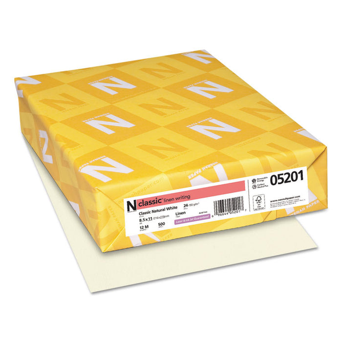 CLASSIC Linen Stationery, 24 lb Bond Weight, 8.5 x 11, Classic Natural White, 500/Ream
