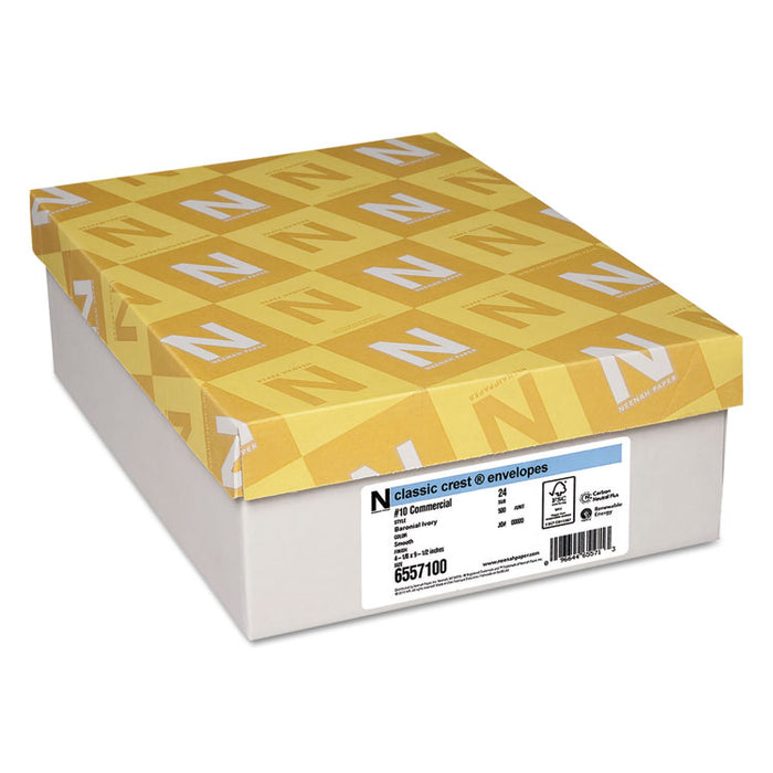 CLASSIC CREST #10 Envelope, Commercial Flap, Gummed Closure, 4.13 x 9.5, Baronial Ivory, 500/Box
