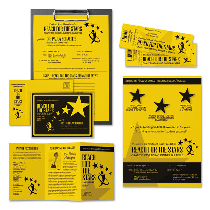 Color Cardstock, 65 lb Cover Weight, 8.5 x 11, Solar Yellow, 250/Pack