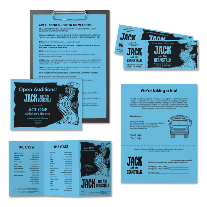Color Paper, 24 lb Bond Weight, 8.5 x 11, Lunar Blue, 500 Sheets/Ream