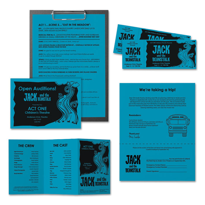 Color Paper, 24 lb Bond Weight, 8.5 x 11, Celestial Blue, 500 Sheets/Ream