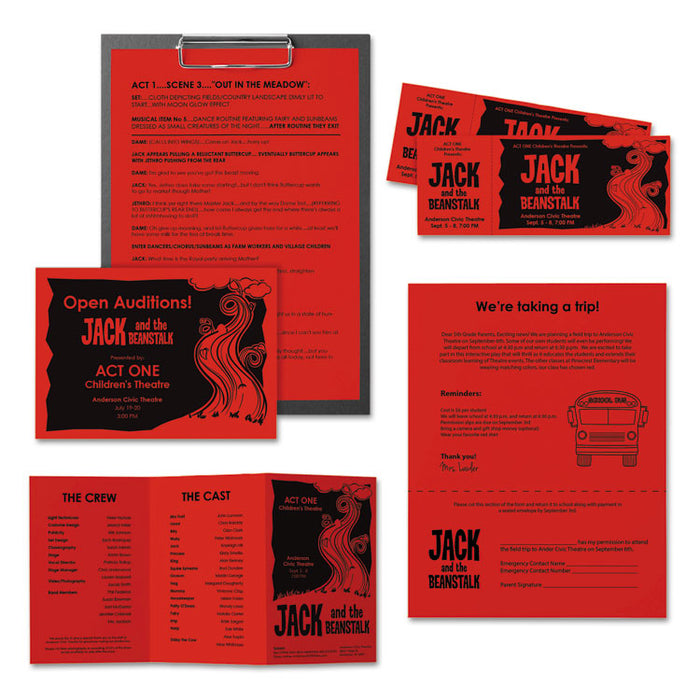 Color Paper, 24 lb Bond Weight, 8.5 x 11, Re-Entry Red, 500 Sheets/Ream