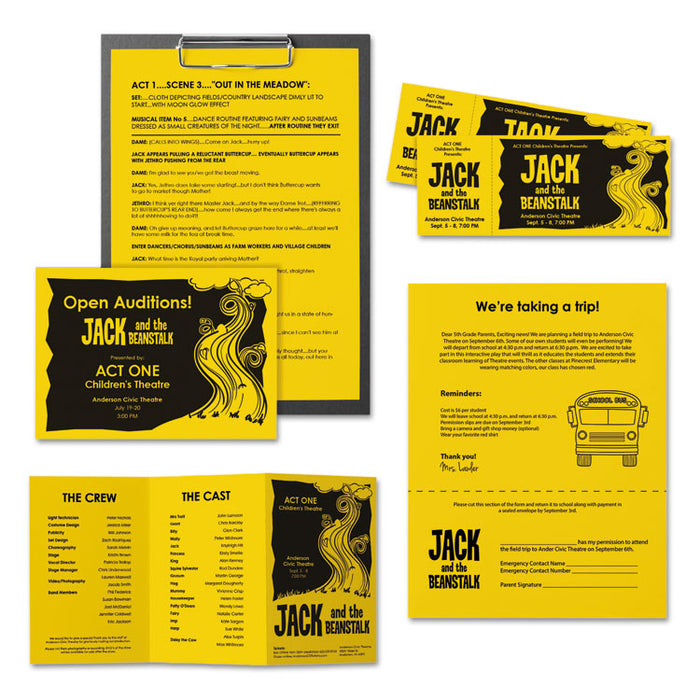Color Paper, 24 lb Bond Weight, 8.5 x 11, Sunburst Yellow, 500/Ream