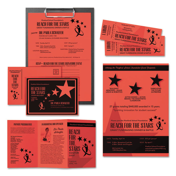 Color Cardstock, 65 lb Cover Weight, 8.5 x 11, Rocket Red, 250/Pack