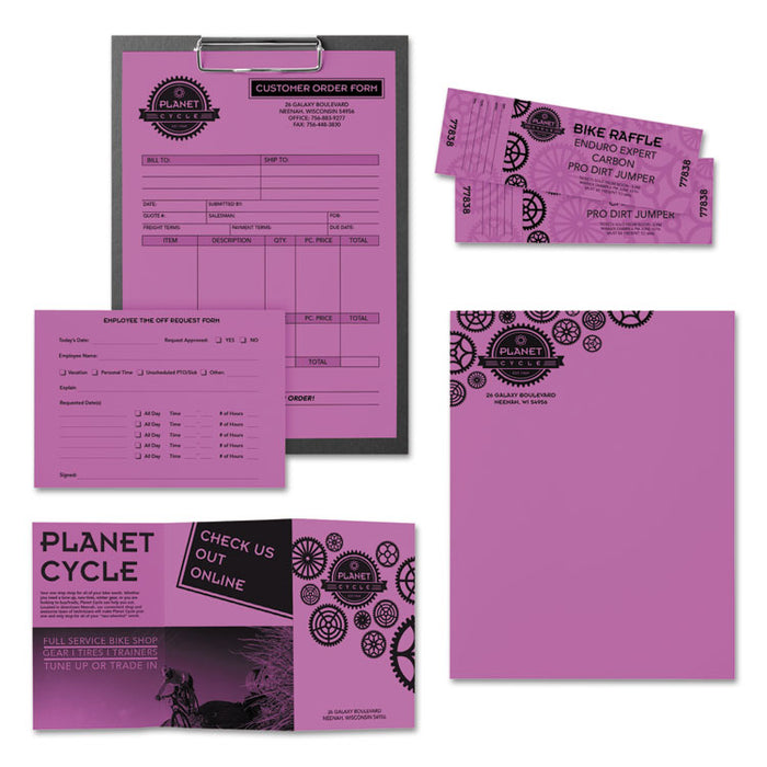 Color Paper, 24 lb Bond Weight, 8.5 x 11, Outrageous Orchid, 500/Ream