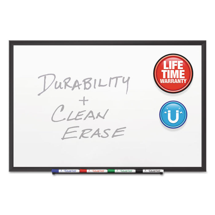 Classic Series Porcelain Magnetic Dry Erase Board, 72" x 48", White Surface, Black Aluminum Frame