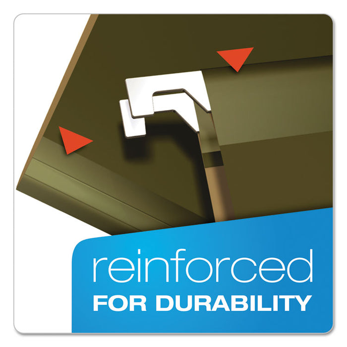Extra-Capacity Reinforced Hanging File Folders with Box Bottom, 2" Capacity, Legal Size, 1/5-Cut Tabs, Green, 25/Box