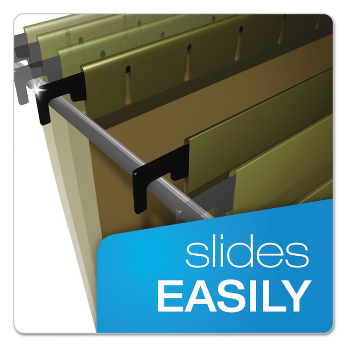 Extra-Capacity SureHook Hanging Folders, 2" Capacity, Letter Size, 1/5-Cut Tabs, Standard Green, 20/Box