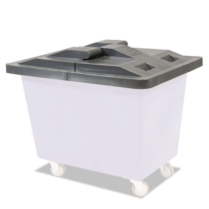 Poly Hinged Lids, 6 Bushel, Polyethylene/Steel, Gray