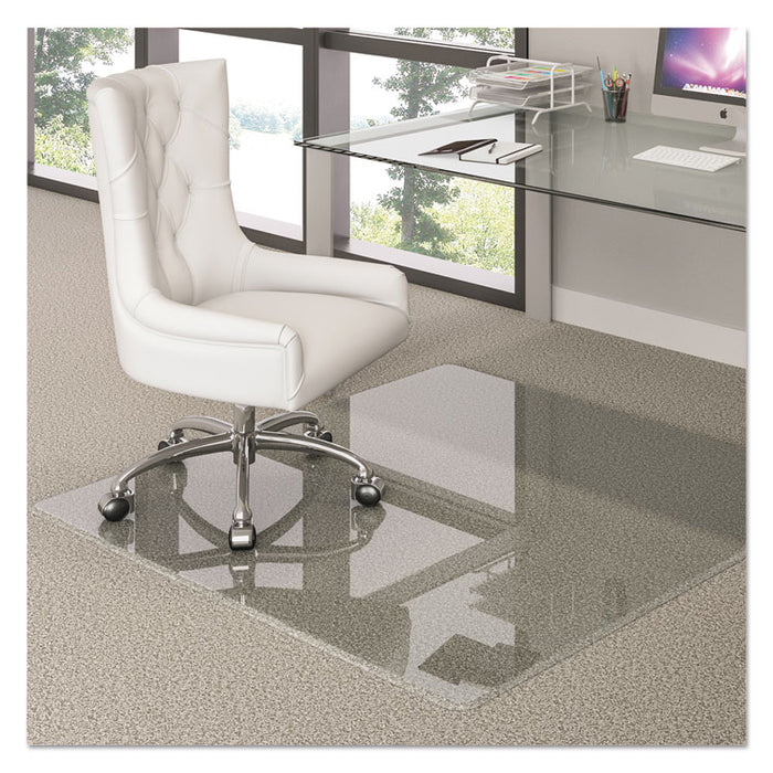 Premium Glass Chair Mat for Flat to Plush Pile Carpeted and Hard Floors, Rectangular, Polished Edges, 44" x 50", Clear