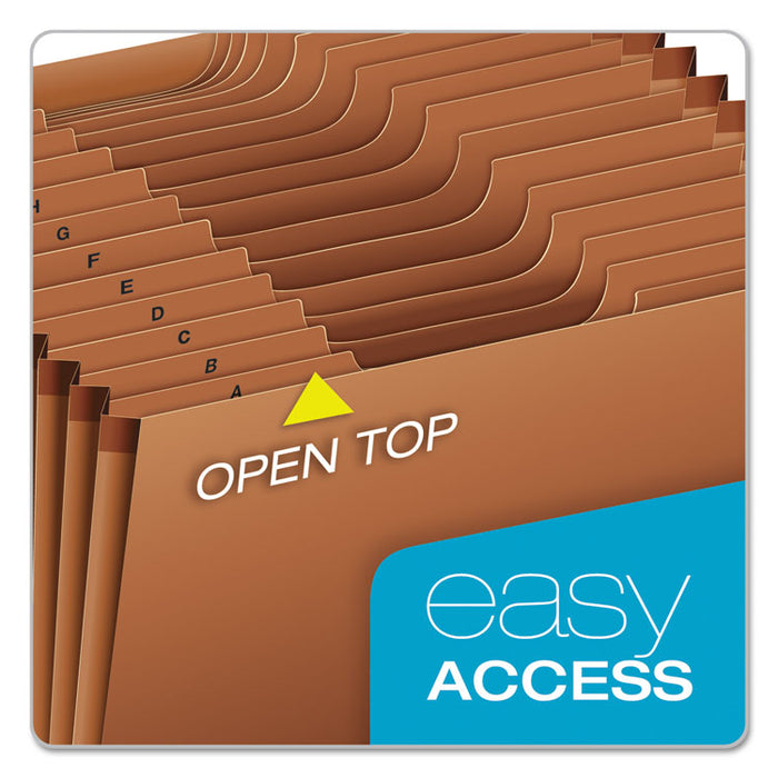 Heavy-Duty Open-Top Expanding Stadium File, 21 Sections, 1/3-Cut Tabs, Letter Size, Redrope