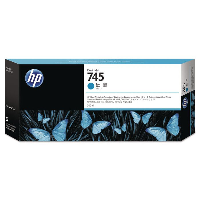 HP 745, (F9K03A) Cyan Original Ink Cartridge, 5/Carton