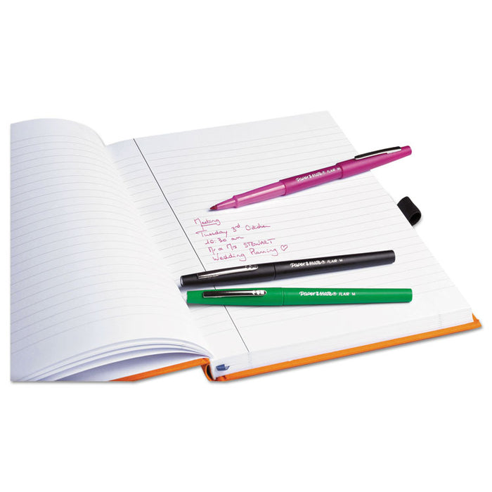Point Guard Flair Felt Tip Porous Point Pen, Stick, Medium 0.7 mm, Black Ink, Black Barrel, 36/Box