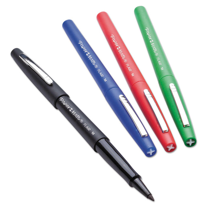 Point Guard Flair Felt Tip Porous Point Pen, Stick, Medium 0.7 mm, Red Ink, Red Barrel, Dozen