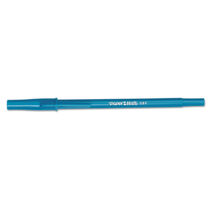 Write Bros. Ballpoint Pen, Stick, Fine 0.8 mm, Blue Ink, Blue Barrel, 12/Pack
