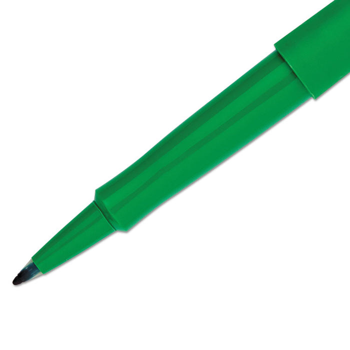 Point Guard Flair Felt Tip Porous Point Pen, Stick, Medium 0.7 mm, Green Ink, Green Barrel, Dozen