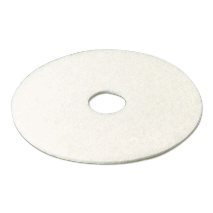 Low-Speed Super Polishing Floor Pads 4100, 13" Diameter, White, 5/Carton