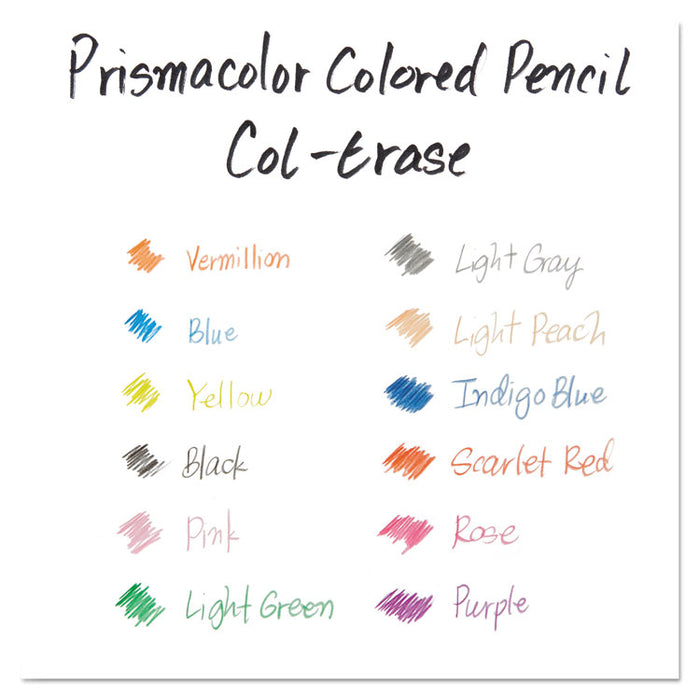 Col-Erase Pencil with Eraser, 0.7 mm, 2B, Assorted Lead and Barrel Colors, 24/Pack
