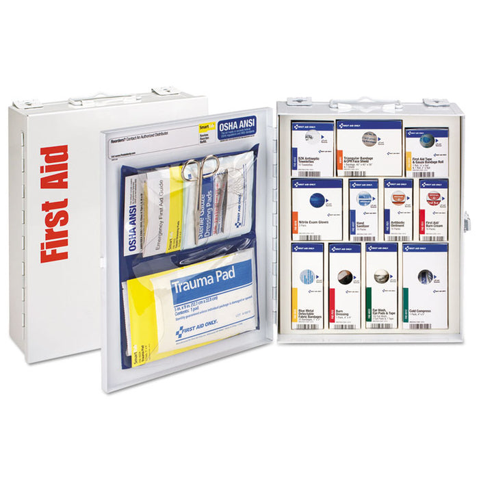 ANSI 2015 SmartCompliance Food Service First Aid Cabinet for 25 People, without Medication, 94 Pieces, Metal Case