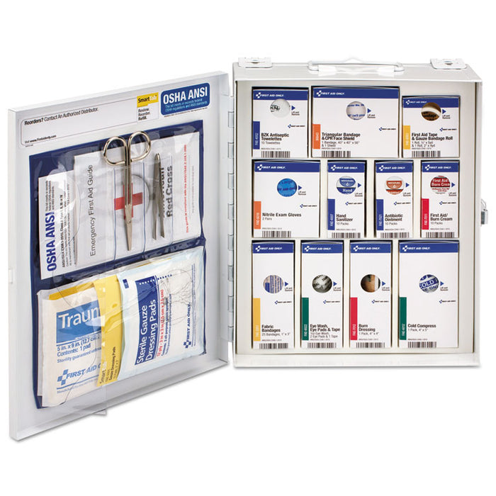 ANSI 2021 SmartCompliance General Business First Aid Station for 25 People, without Medication, 94 Pieces, Metal Case
