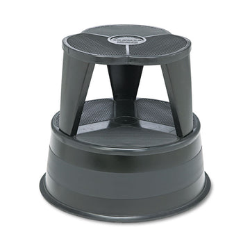 Kik-Step Steel Step Stool, 2-Step, 350 lb Capacity, 16" Diameter x 14.25"h, Black