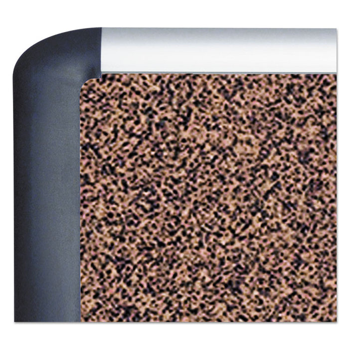 Tech Cork Board, 36" x 24", Tan Surface, Silver/Black Aluminum Frame