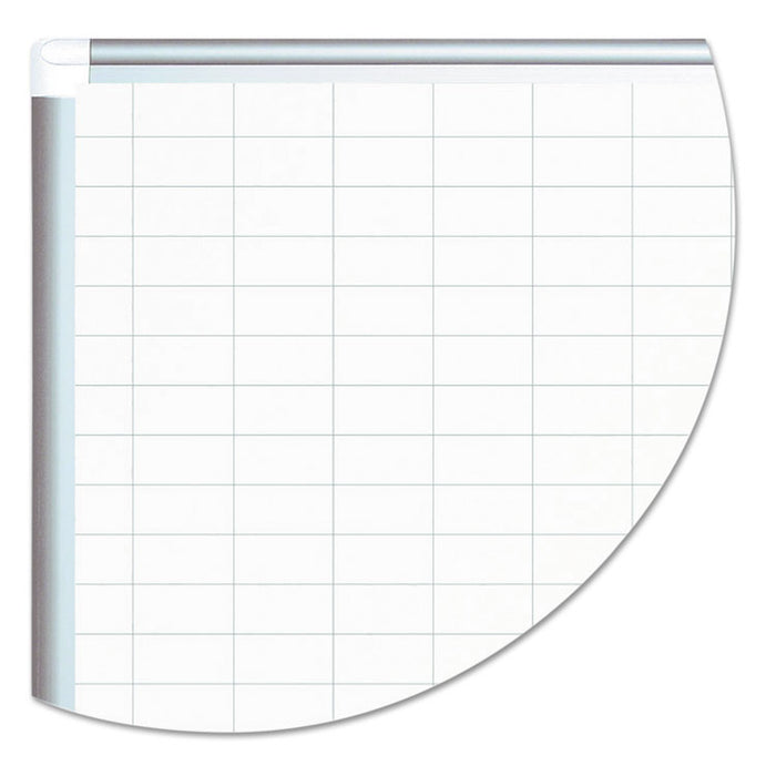 Gridded Magnetic Steel Dry Erase Project Planning Board, 1" x 2" Cell, 36" x 24", White Surface, Satin Aluminum Frame