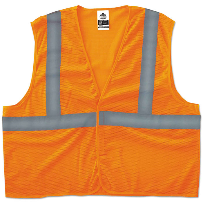 GloWear 8205HL Type R Class 2 Super Econo Mesh Vest, Polyester Mesh, Large to X-Large, Orange