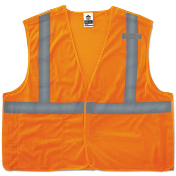 GloWear 8215BA Type R Class 2 Econo Breakaway Mesh Vest, Polyester Mesh, 2X-Large to 3X-Large, Orange
