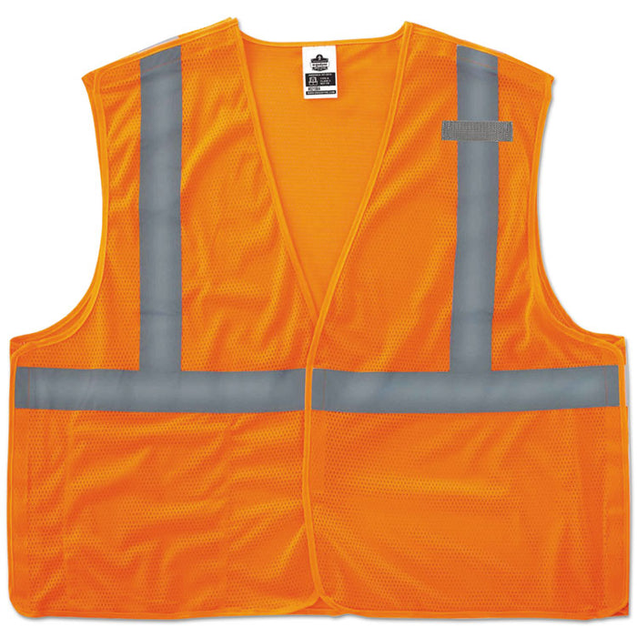 GloWear 8215BA Type R Class 2 Econo Breakaway Mesh Vest, Polyester Mesh, 2X-Large to 3X-Large, Orange