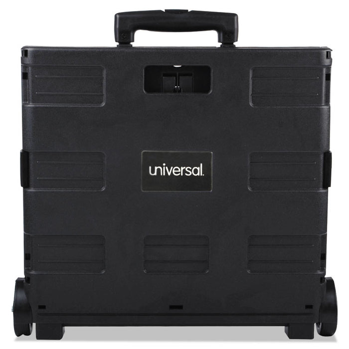 Collapsible Mobile Storage Crate, Plastic, 18.25 x 15 x 18.25 to 39.37, Black